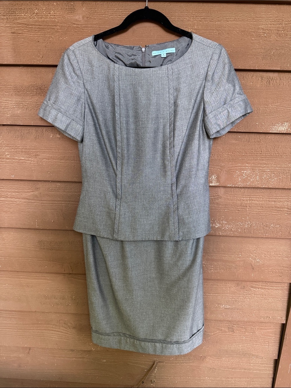 ANTONIO MELANI Gray Short-Sleeve Peplum Dress size 6
